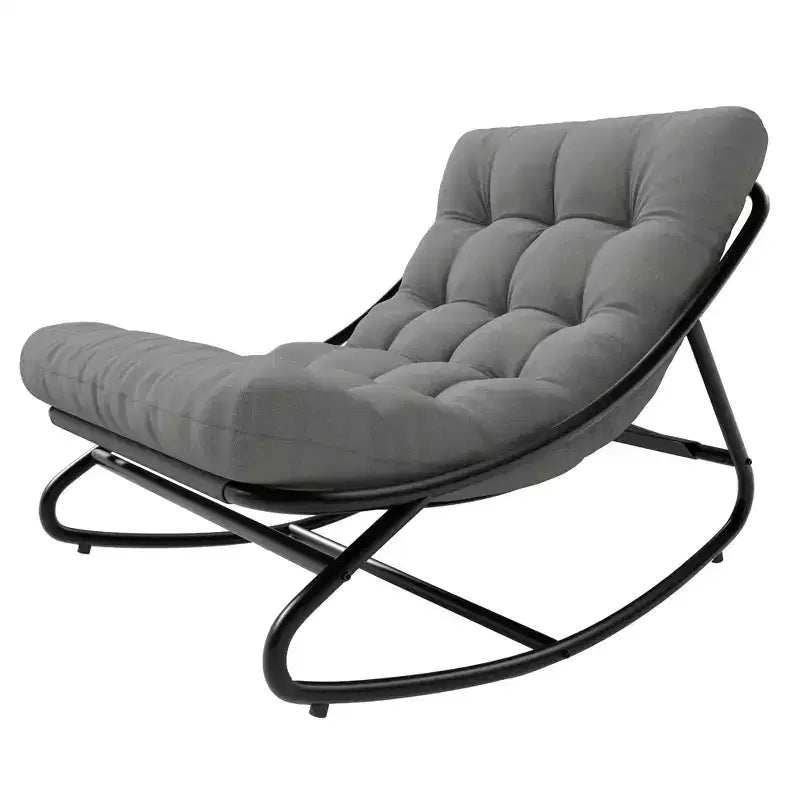 Papasan Rocking Chair with Cushion, Oversized Outdoor Rocking Chair, All Weather Rocking Papasan Chair for Bedroom/Living Room/Porch/Garden/Patio