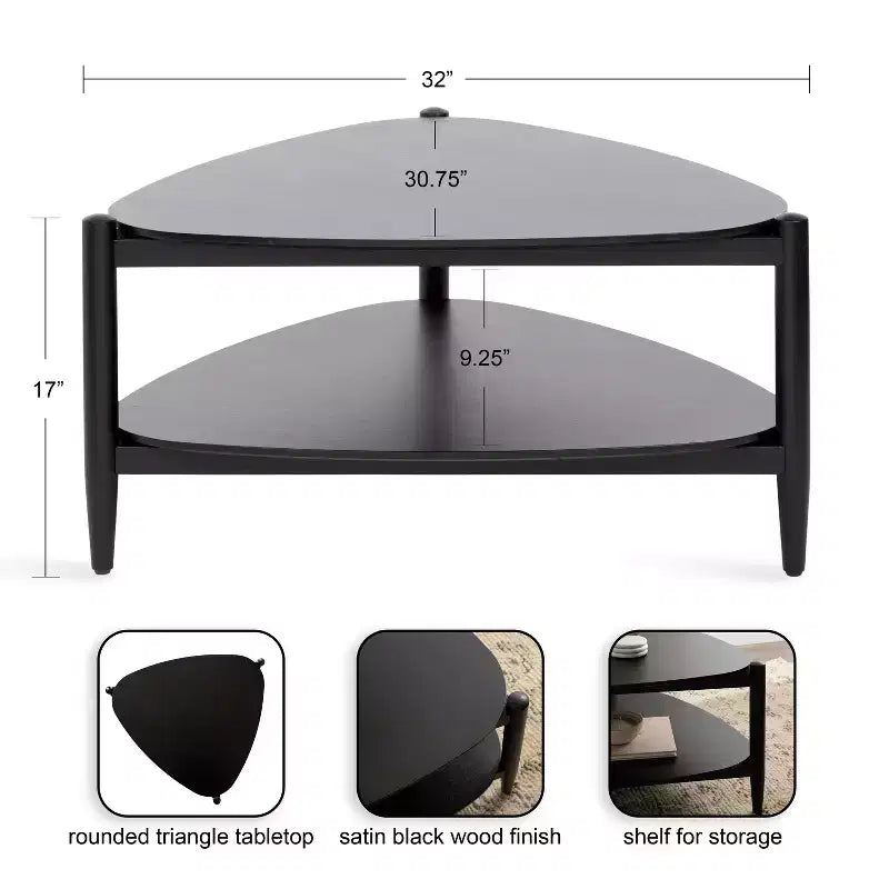 Kate and Laurel Knowlton Wood Coffee Table, 32x31x17, Black