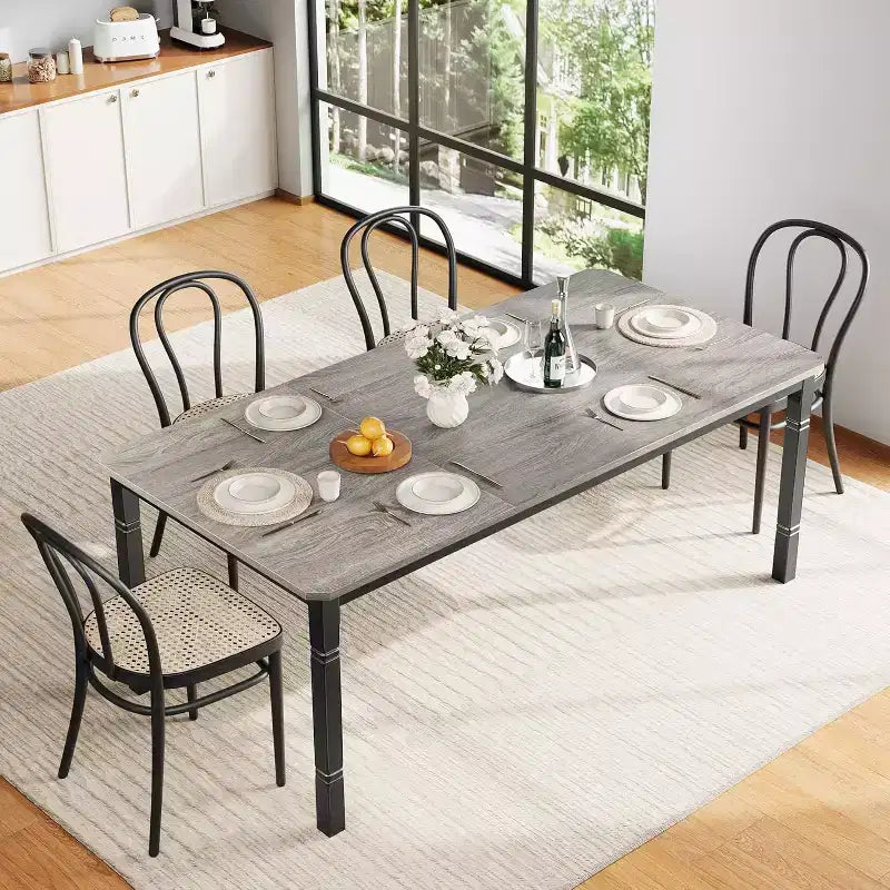 79 Large Industrial Dining Room Table for 6-8 People Rectangular Wood Kitchen Table Modern Farmhouse Dining Table