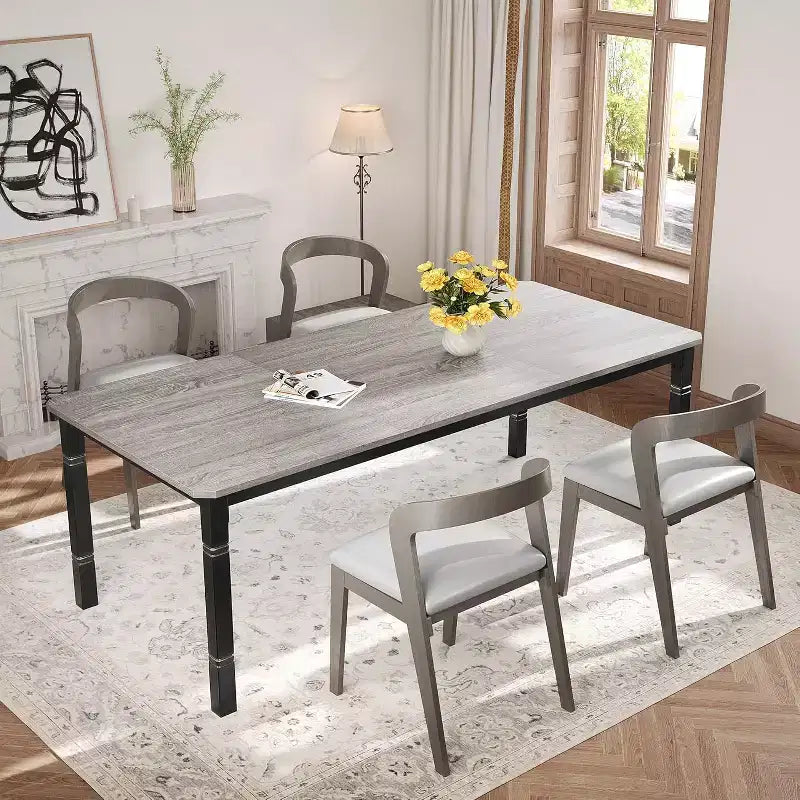 79 Large Industrial Dining Room Table for 6-8 People Rectangular Wood Kitchen Table Modern Farmhouse Dining Table