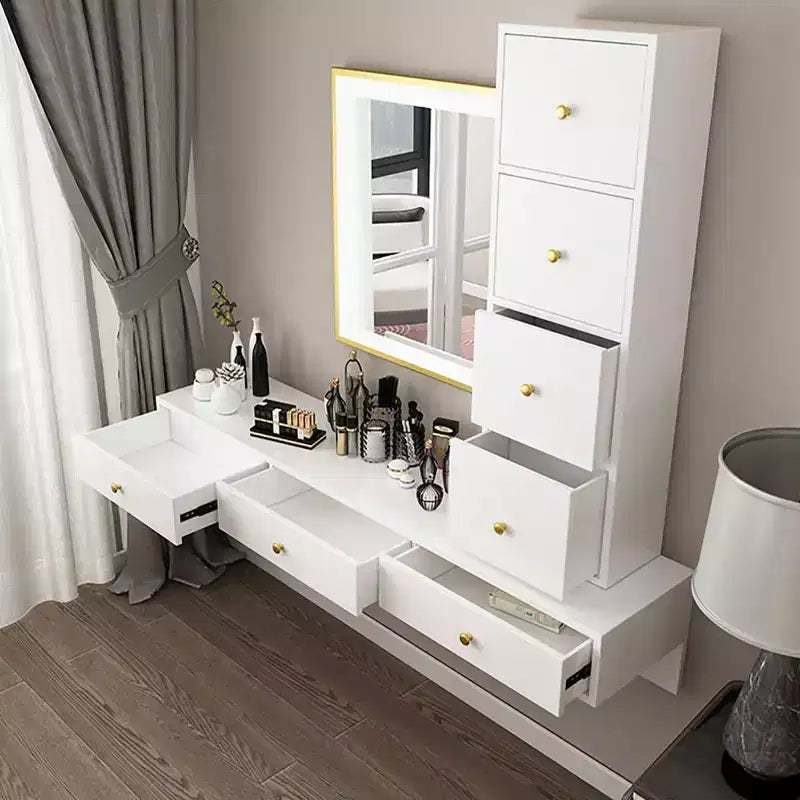47 Floating Shelf with Drawer, Wall-Mounted Multi-Purpose Desk & Vanity Table for Bedroom, Bathroom