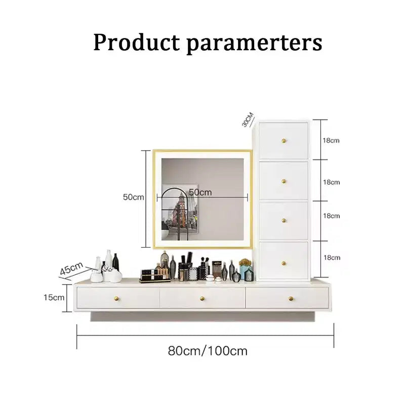 47 Floating Shelf with Drawer, Wall-Mounted Multi-Purpose Desk & Vanity Table for Bedroom, Bathroom