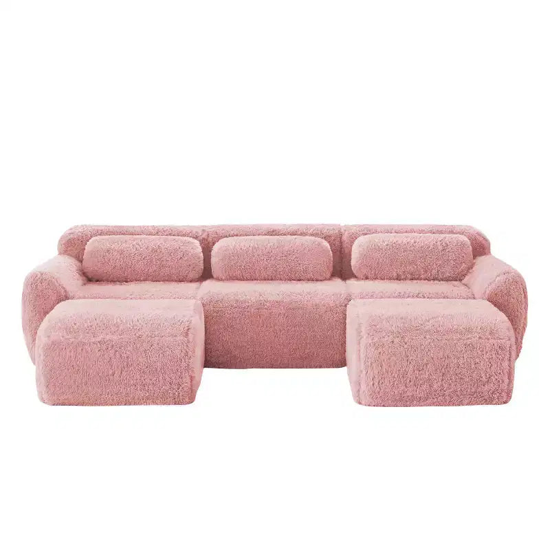 Modular Sectional Sofa with 2 Ottomans, Deep Seat Sectional Sleeper Sofa, Modern Small Sectional for Living Room & Bedroom-Panipeachy