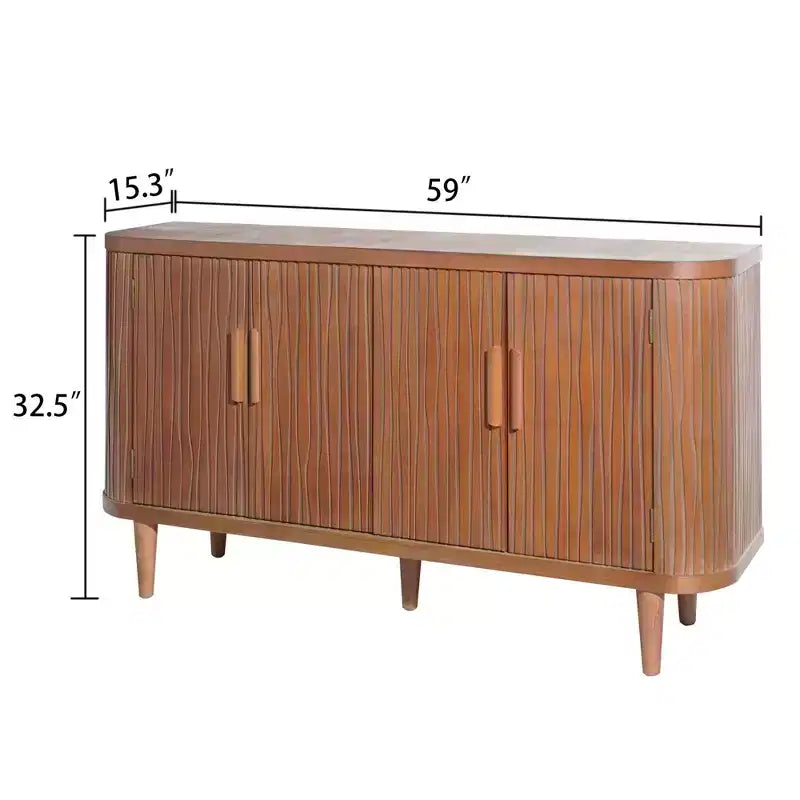 GDFStudio Beli 59'' Rustic Accent Storage Cabinet with 4 Doors and 2 Adjustable Shelves