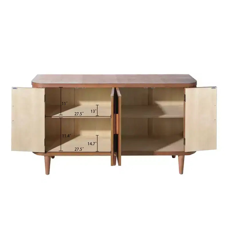 GDFStudio Beli 59'' Rustic Accent Storage Cabinet with 4 Doors and 2 Adjustable Shelves