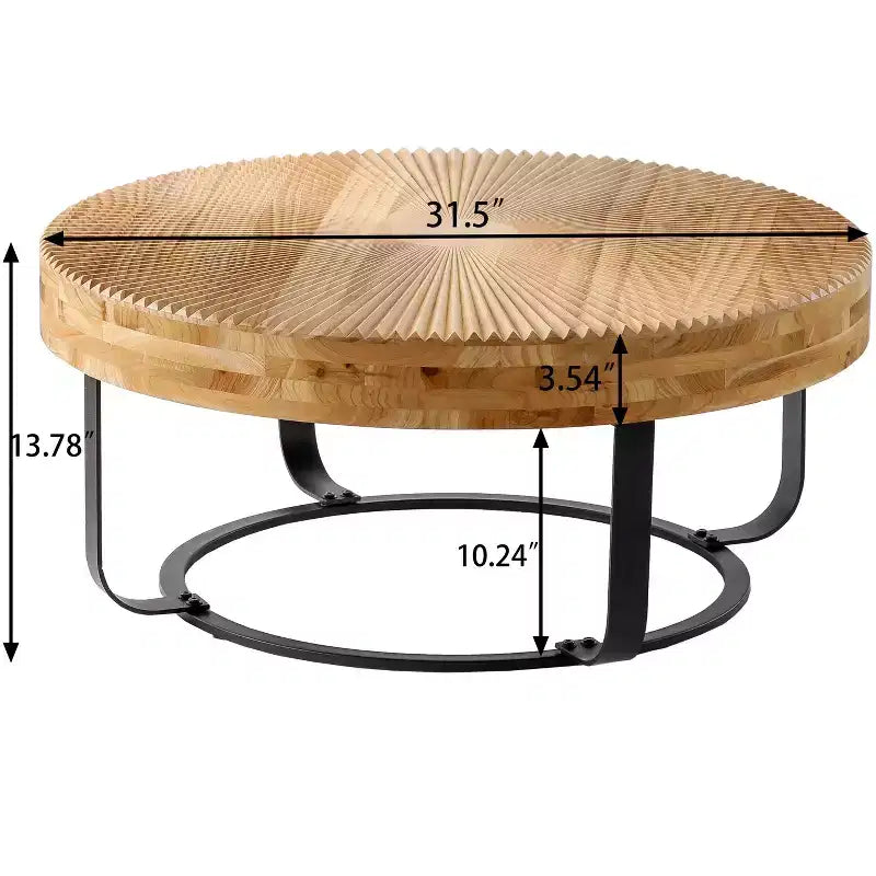 TUYOHW 33.86 Retro Coffee Table with Flip Top & Metal Legs,Stylish End Table for Living Room,Round Center Table,220lbs Capacity,Home Decor