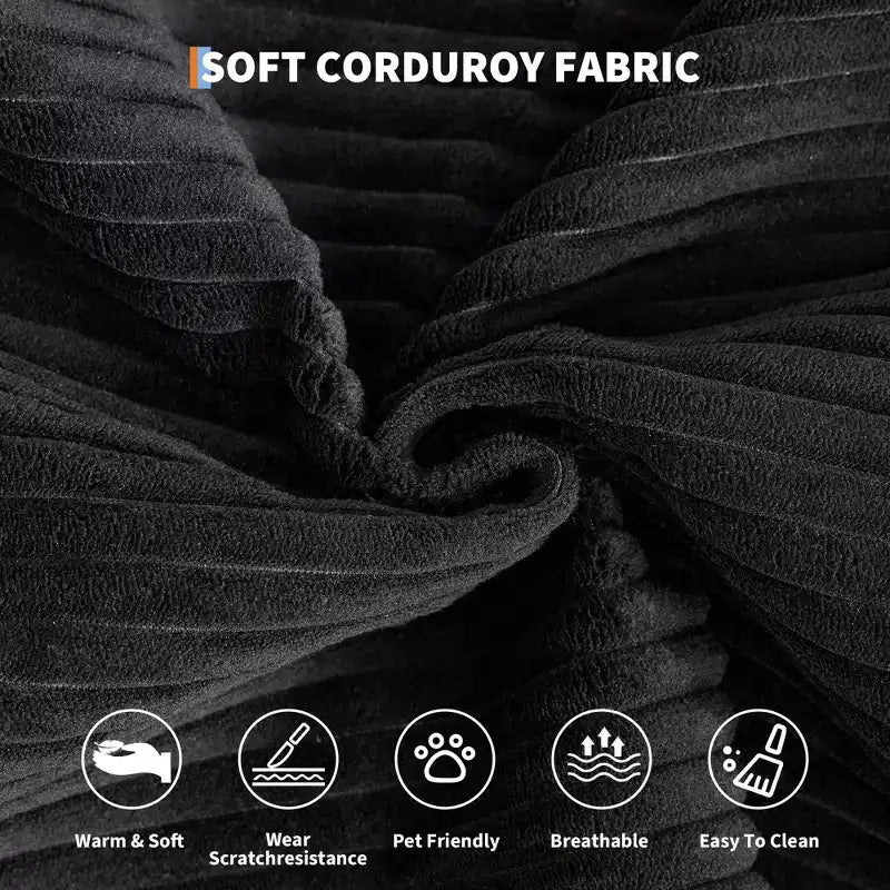 78.7 Oversized Chaise Lounge Chair Indoor, Oversized Corduroy Upholstered Boneless Sofa Bed w/2 Pillows, for Living Room, Bedroom
