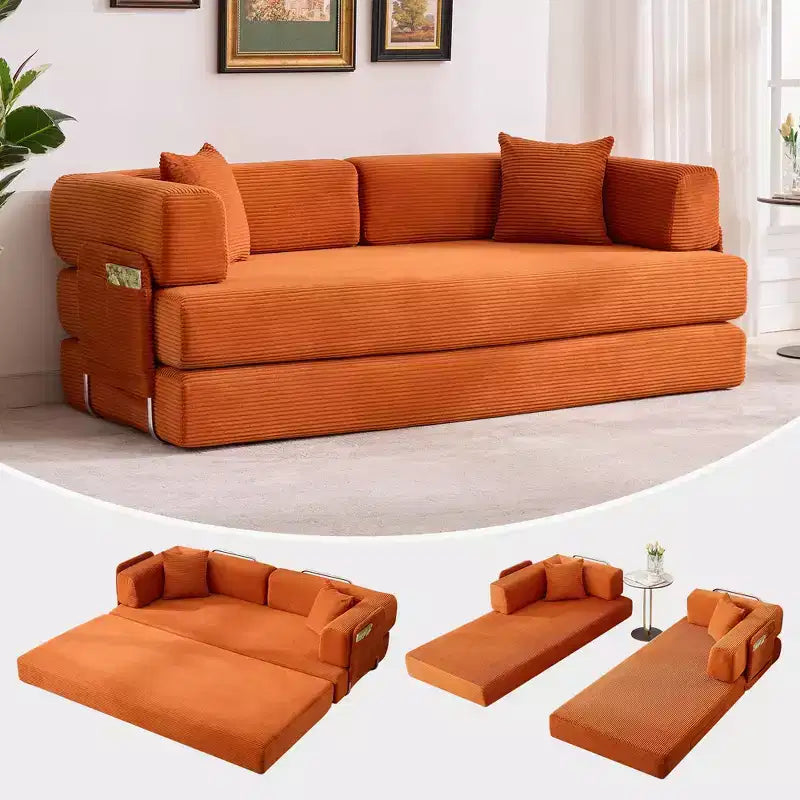 78.7 Oversized Chaise Lounge Chair Indoor, Oversized Corduroy Upholstered Boneless Sofa Bed w/2 Pillows, for Living Room, Bedroom