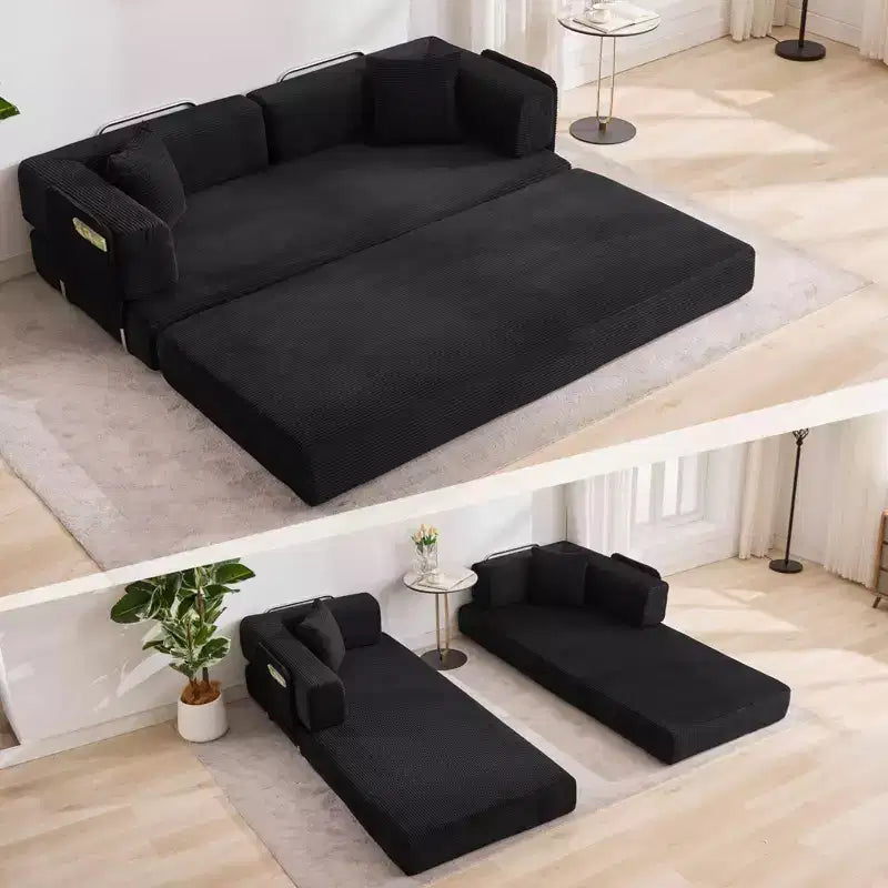 78.7 Oversized Chaise Lounge Chair Indoor, Oversized Corduroy Upholstered Boneless Sofa Bed w/2 Pillows, for Living Room, Bedroom
