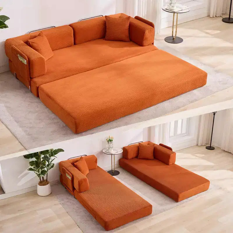 78.7 Oversized Chaise Lounge Chair Indoor, Oversized Corduroy Upholstered Boneless Sofa Bed w/2 Pillows, for Living Room, Bedroom
