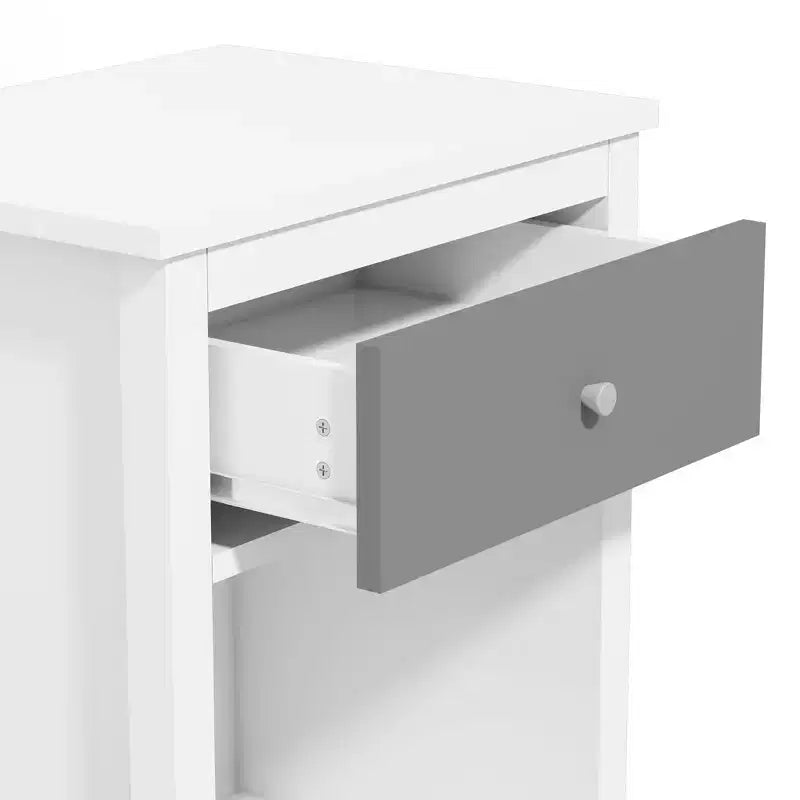TUYOHW 26.77H Wood Nightstand with Drawer & Open Shelf,Bedside Table with Metal Handles for Kids,Adults,Bedrooms