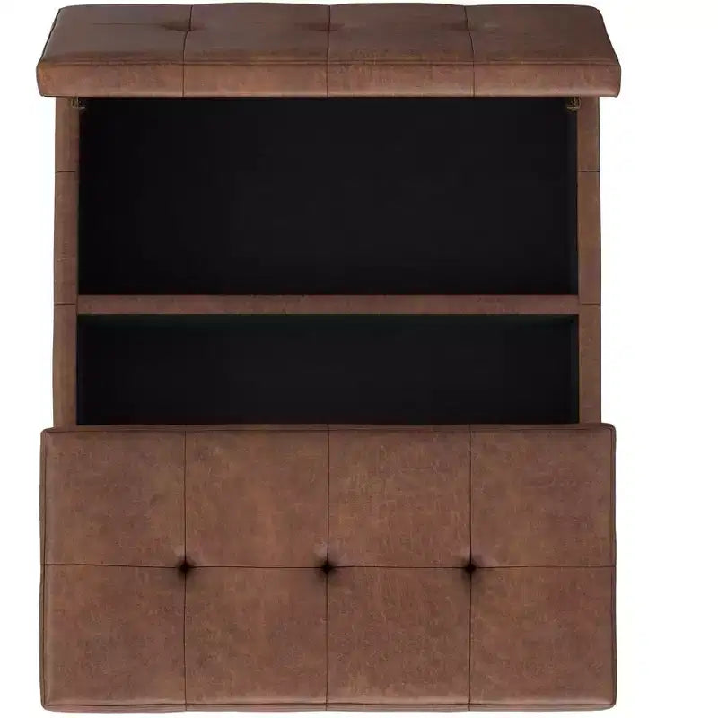 Lancaster 36 inch Wide Contemporary Square Storage Ottoman in Vegan Faux Leather