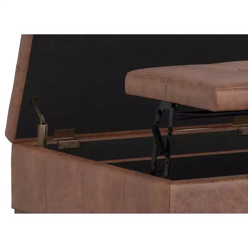 Lancaster 36 inch Wide Contemporary Square Storage Ottoman in Vegan Faux Leather