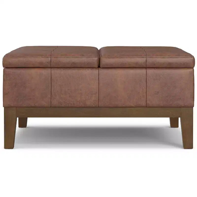 Lancaster 36 inch Wide Contemporary Square Storage Ottoman in Vegan Faux Leather