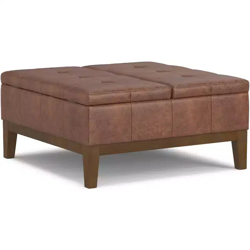Lancaster 36 inch Wide Contemporary Square Storage Ottoman in Vegan Faux Leather