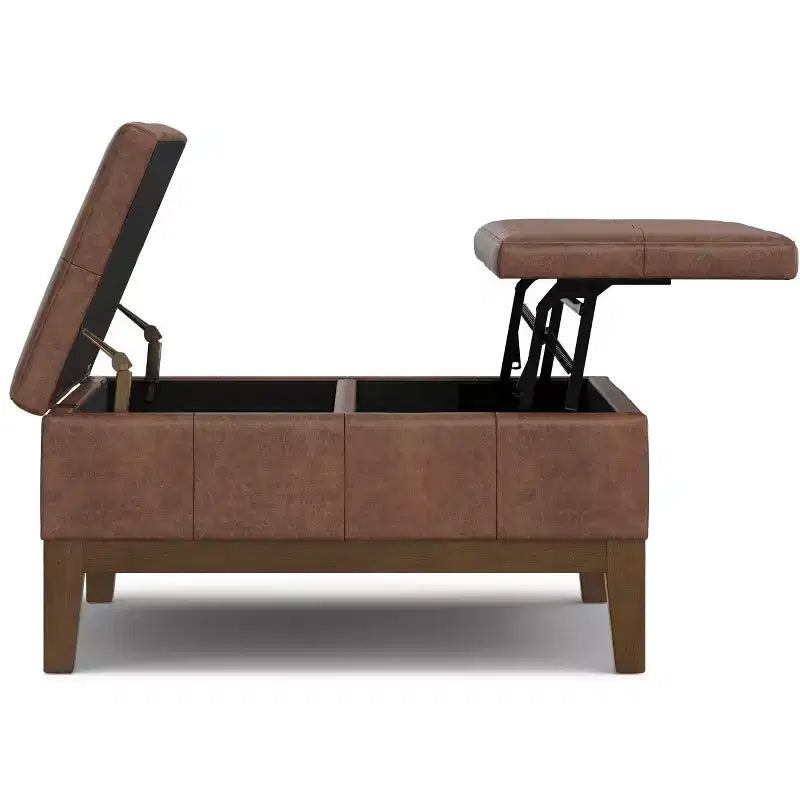 Lancaster 36 inch Wide Contemporary Square Storage Ottoman in Vegan Faux Leather