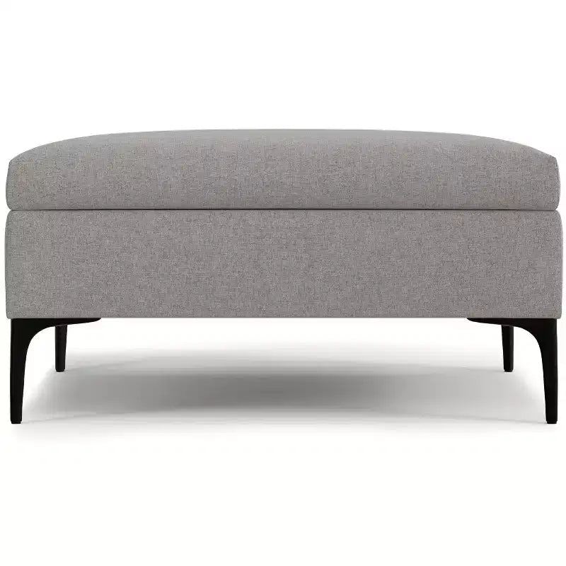 Lilah 36 inch Wide Contemporary Square Mid Century Coffee Table Storage Ottoman with Lift Up Lid in Polyester Linen