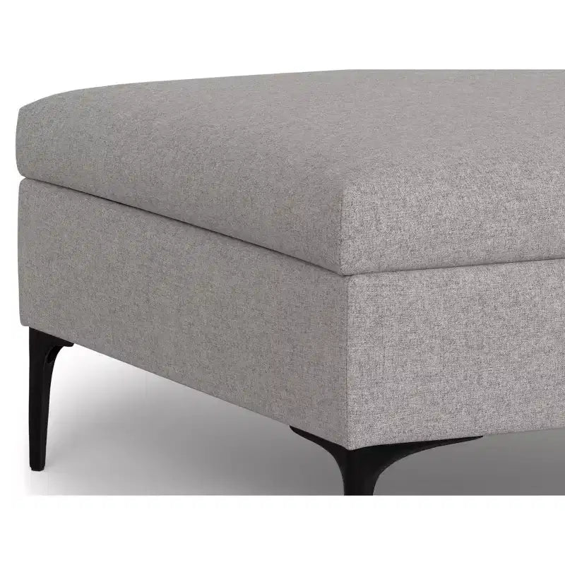 Lilah 36 inch Wide Contemporary Square Mid Century Coffee Table Storage Ottoman with Lift Up Lid in Polyester Linen