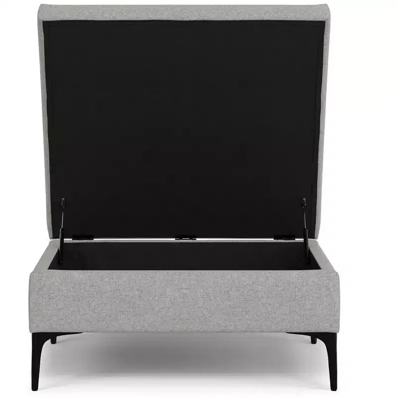 Lilah 36 inch Wide Contemporary Square Mid Century Coffee Table Storage Ottoman with Lift Up Lid in Polyester Linen