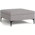 Lilah 36 inch Wide Contemporary Square Mid Century Coffee Table Storage Ottoman with Lift Up Lid in Polyester Linen