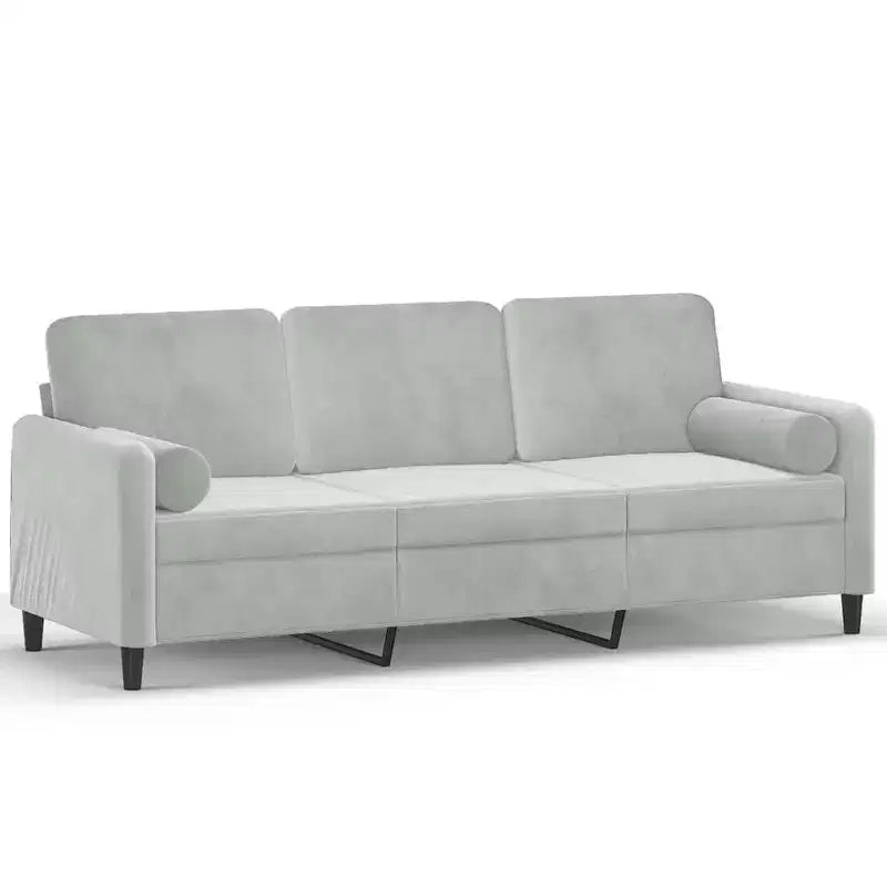 vidaXL 2-Seater Sofa with Throw Pillows Light Gray 47.2 Velvet