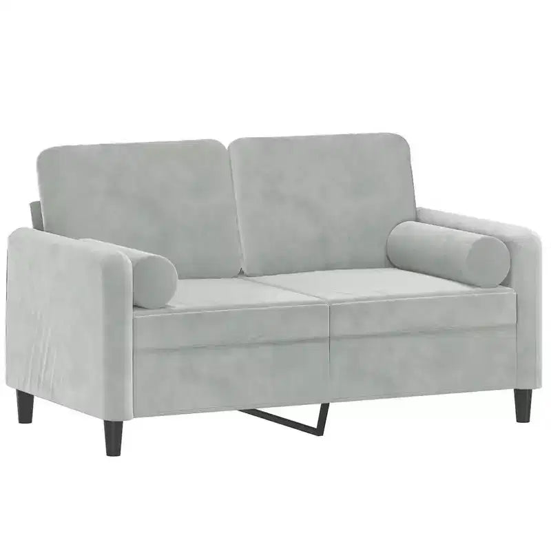 vidaXL 2-Seater Sofa with Throw Pillows Light Gray 47.2 Velvet