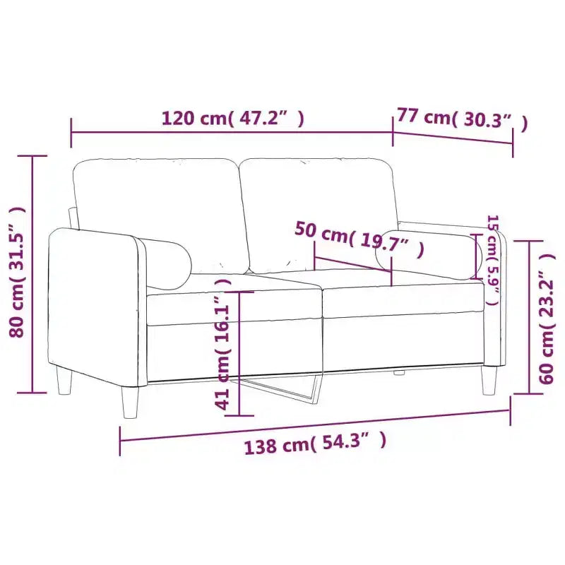 vidaXL 2-Seater Sofa with Throw Pillows Light Gray 47.2 Velvet