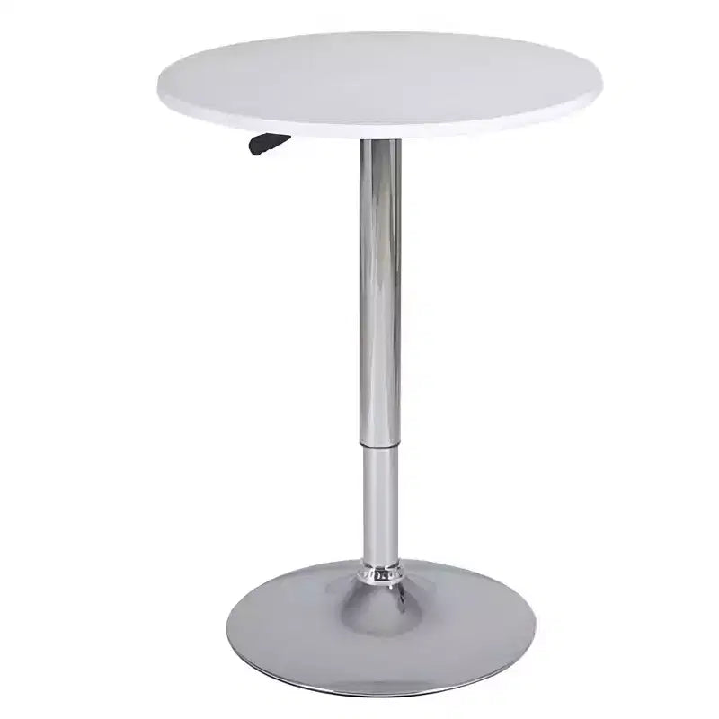 HomeRoots 24 White and Silver Rounded Wood and Iron Bar Table