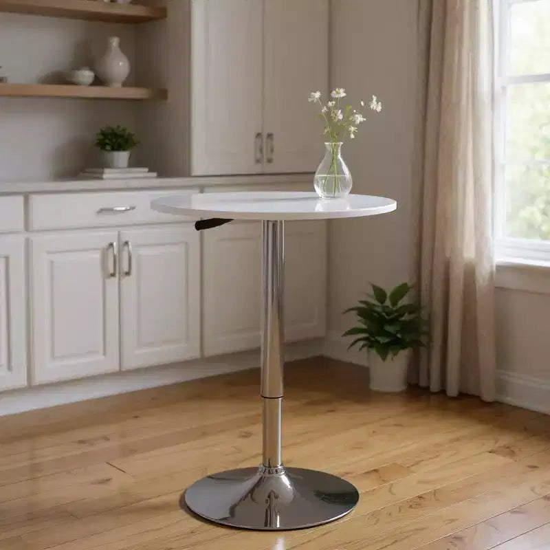 HomeRoots 24 White and Silver Rounded Wood and Iron Bar Table