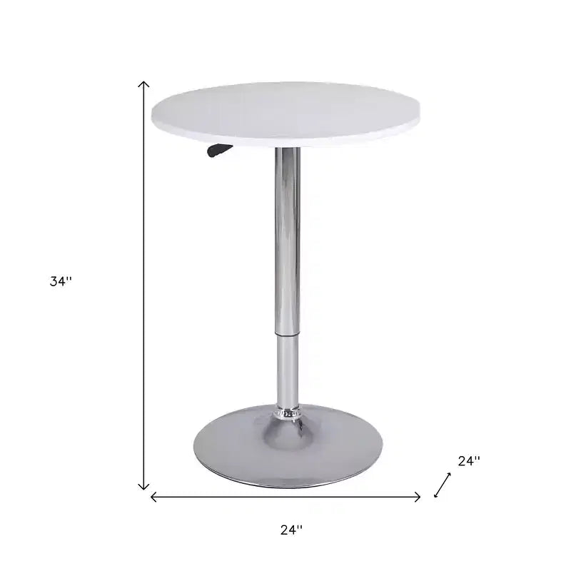 HomeRoots 24 White and Silver Rounded Wood and Iron Bar Table