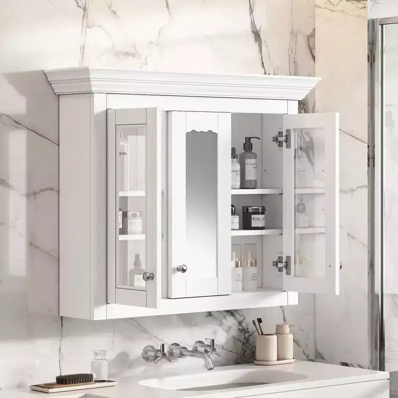 CASAINC 35 Wall Mounted Medicine Cabinet with Mirror and 5 Adjustable Storage Shelves