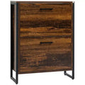 Industrial Shoe Cabinet with 2 Flip Drawers, Freestanding Shoe Storage Cabinet for 12 Pairs, Narrow Slim Shoe Rack for Entryway, Hallway