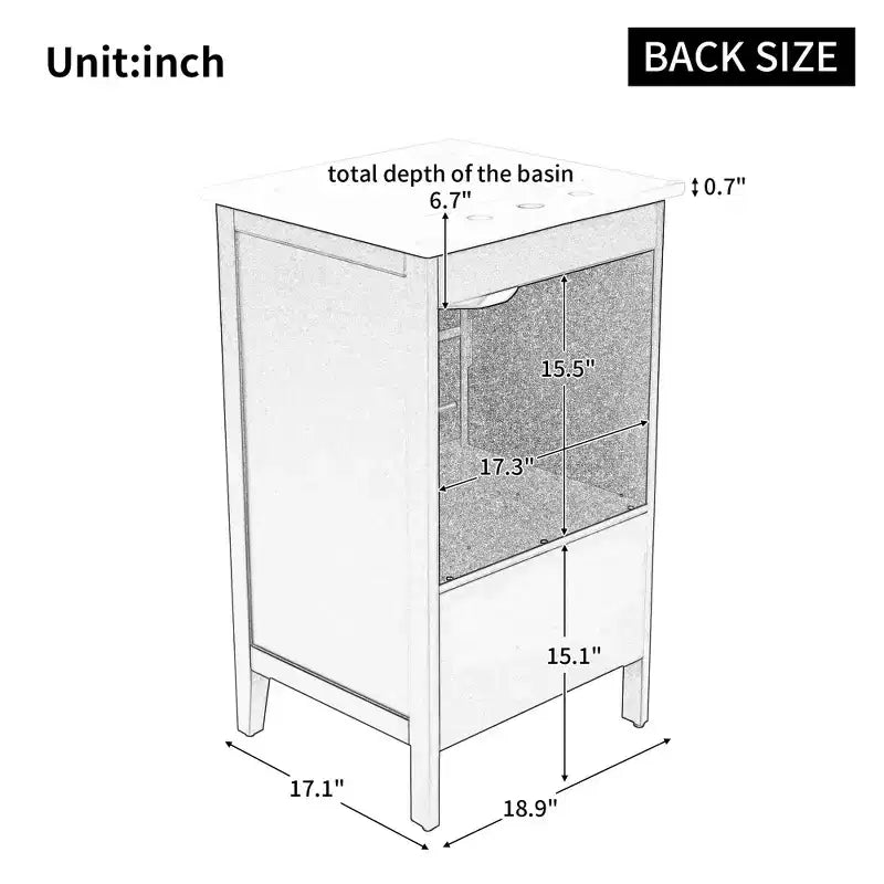 30 Small Bathroom Vanity Sink Combo with Storage , Wood Bathroom Floor Cabinet with Drawers and Door, Black