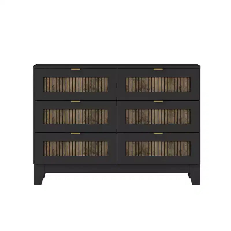 Whisen Rustic Farmhouse Style Wooden Dresser with 6 Drawers, Storage Cabinet, Metal Handles