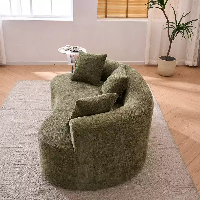 Modern Crescent-Shaped Sofa with Pillows, Chenille Deep-Seat Cloud Couch for Living Room or Bedroom, Apartment-Panipeachy