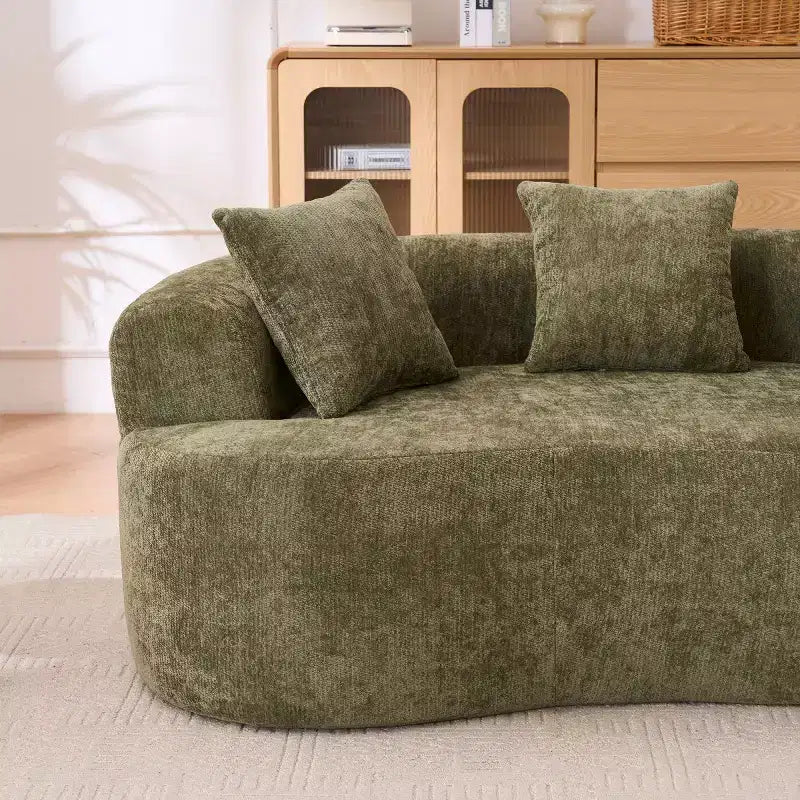 Modern Crescent-Shaped Sofa with Pillows, Chenille Deep-Seat Cloud Couch for Living Room or Bedroom, Apartment-Panipeachy