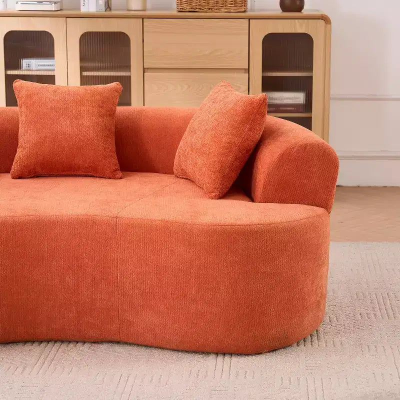 Modern Crescent-Shaped Sofa with Pillows, Chenille Deep-Seat Cloud Couch for Living Room or Bedroom, Apartment-Panipeachy
