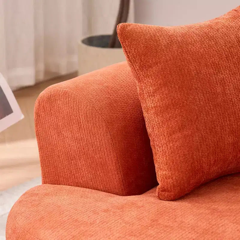 Modern Crescent-Shaped Sofa with Pillows, Chenille Deep-Seat Cloud Couch for Living Room or Bedroom, Apartment-Panipeachy