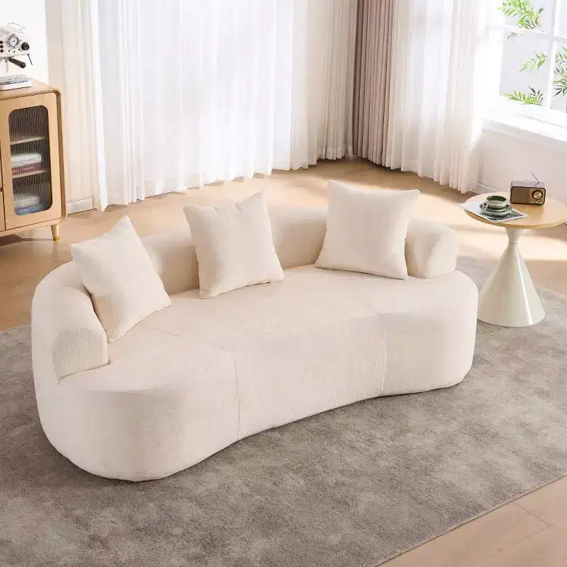 Modern Crescent-Shaped Sofa with Pillows, Chenille Deep-Seat Cloud Couch for Living Room or Bedroom, Apartment-Panipeachy