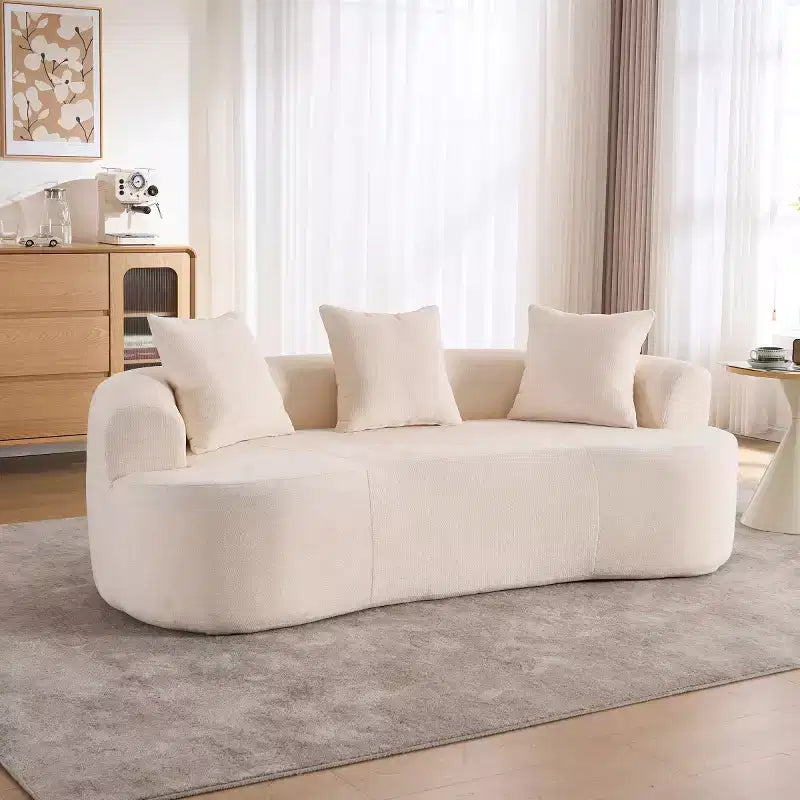Modern Crescent-Shaped Sofa with Pillows, Chenille Deep-Seat Cloud Couch for Living Room or Bedroom, Apartment-Panipeachy