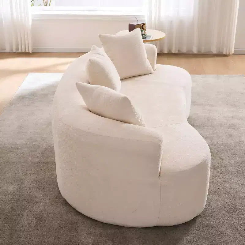 Modern Crescent-Shaped Sofa with Pillows, Chenille Deep-Seat Cloud Couch for Living Room or Bedroom, Apartment-Panipeachy