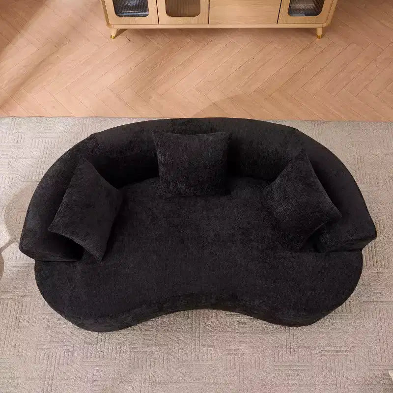Modern Crescent-Shaped Sofa with Pillows, Chenille Deep-Seat Cloud Couch for Living Room or Bedroom, Apartment-Panipeachy