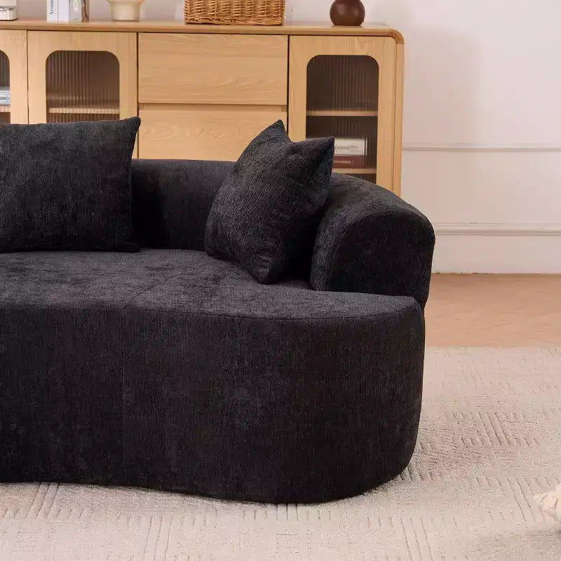 Modern Crescent-Shaped Sofa with Pillows, Chenille Deep-Seat Cloud Couch for Living Room or Bedroom, Apartment-Panipeachy