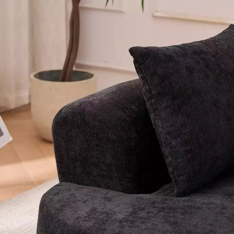 Modern Crescent-Shaped Sofa with Pillows, Chenille Deep-Seat Cloud Couch for Living Room or Bedroom, Apartment-Panipeachy