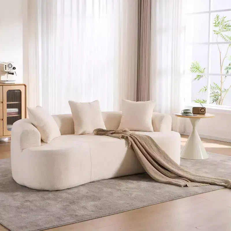 Modern Crescent-Shaped Sofa with Pillows, Chenille Deep-Seat Cloud Couch for Living Room or Bedroom, Apartment-Panipeachy