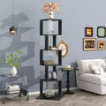 6-Tier 360 Rotating Bookcase, Narrow Wood Shelf with Acrylic Panels, Floor Organizer for Bedroom, Living Room, Study