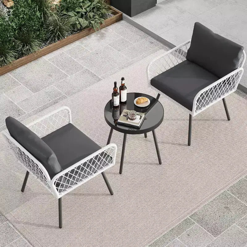 COZONY All Weather Outdoor Sectional Sofa Set, Wicker Patio Seating Cushion Glass Table for Balcony Porch Garden
