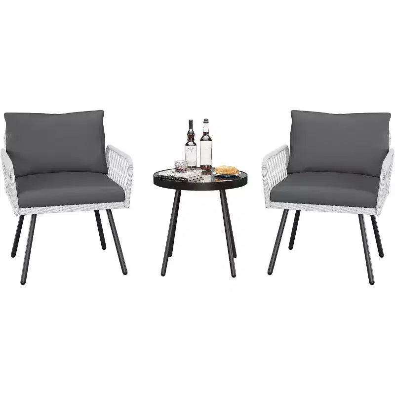 COZONY All Weather Outdoor Sectional Sofa Set, Wicker Patio Seating Cushion Glass Table for Balcony Porch Garden
