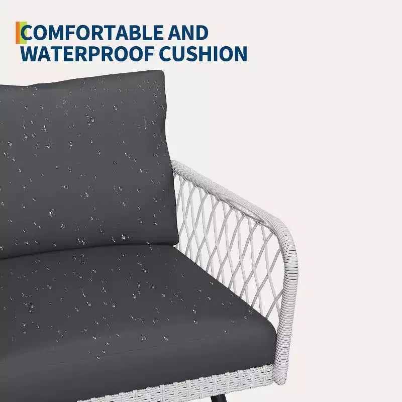COZONY All Weather Outdoor Sectional Sofa Set, Wicker Patio Seating Cushion Glass Table for Balcony Porch Garden
