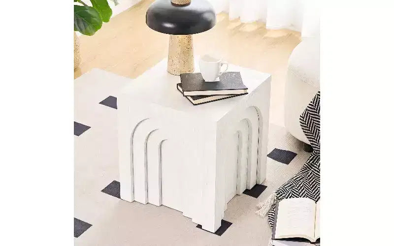 TUYOHW Modern Square Side Table, Imitation Solid Wood MDF End Table, Living Room Accent Small Coffee Table, Bedroom Nightstand